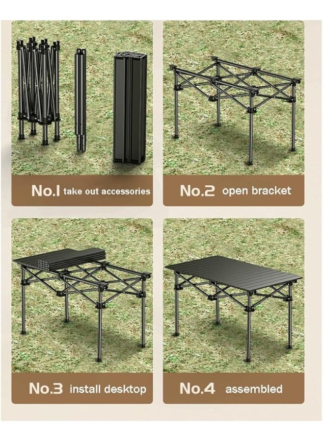 Folding camping table, black - lightweight aluminum with storage bag - Image 5